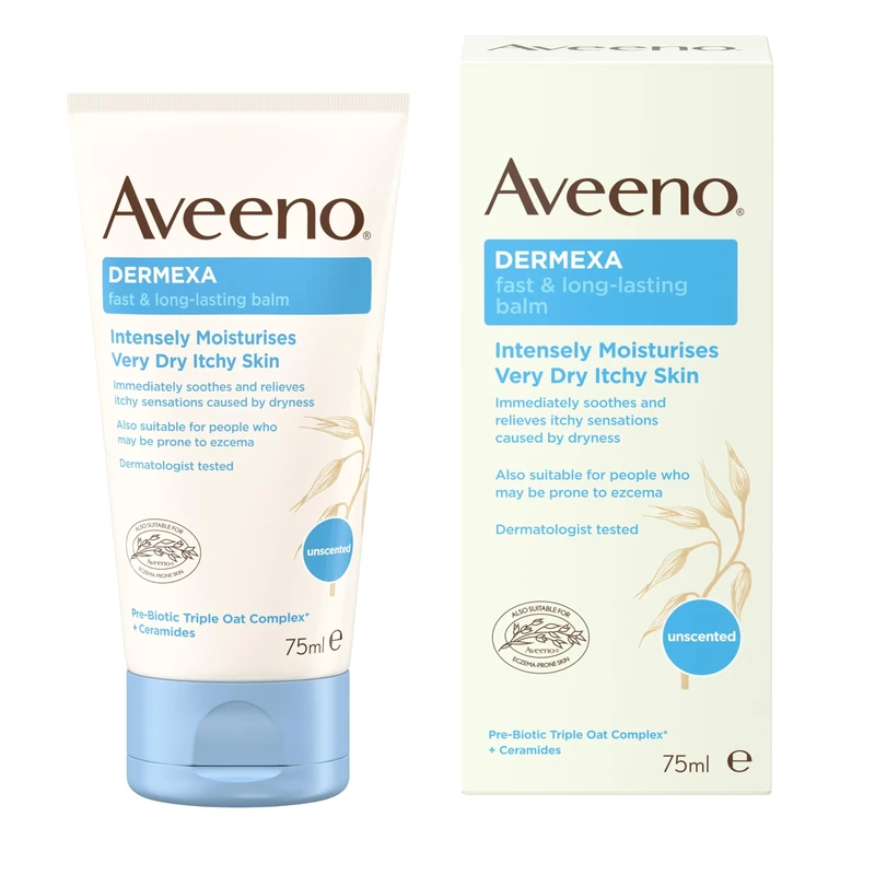 Aveeno Dermexa Night-Time Relief Balm, Intensely Moisturises Very Dry Itchy Skin, Instant Relief for Itchy Sensations, Also Suitable for People who may be Prone to Eczema, 75ml