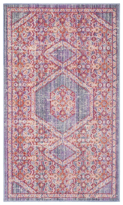 Safavieh Boho Chic Indoor Woven Rectangle Area Rug, Windsor Collection, WDS311, in Lavender / Fuchsia, 122 X 183 cm for Living Room, Bedroom or Any Indoor Space