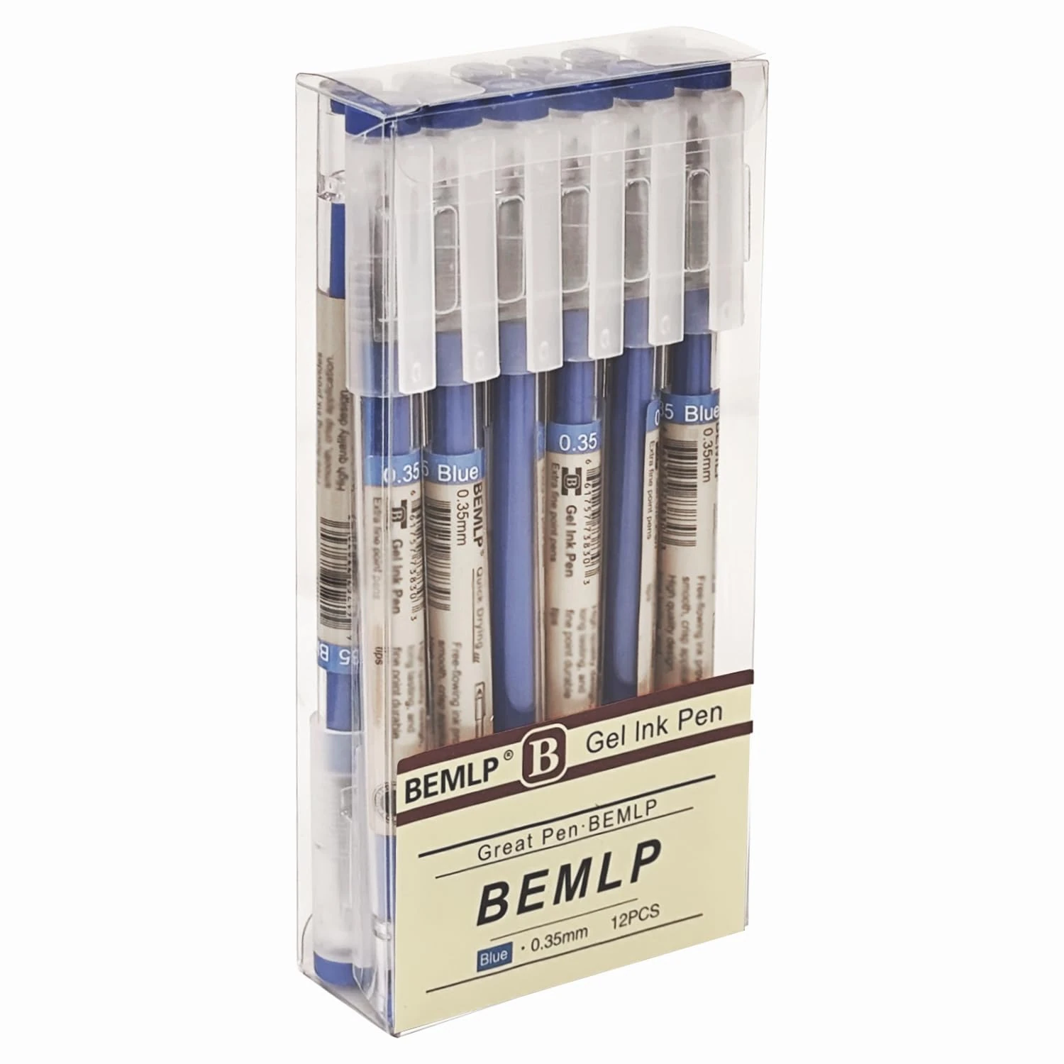 Gel Ink Pen Extra fine point 0.35mm Blue Liquid Rollerball Pens Quick Drying Gel Pens School Office student Exam Writing Stationery Supply 12 Pcs/Set (Blue)