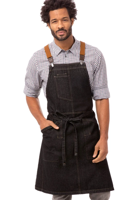 Chef Works Unisex's ABS01BLK0 Work Utility Apron Black W/Desert Sand Suspenders One Size
