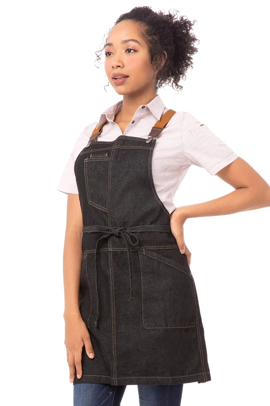 Chef Works Unisex's Berkeley Short Bib Apron Work Utility, Black, One Size