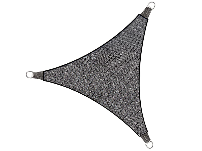 Perel Sun Sail, Sun Protection for Patio and Pool, Wind-Permeable, Water-Permeable, UV Protection, 3 Stainless Steel O-Rings, 3.6 x 3.6 x 3.6 m, 180 g/m², HDPE, Triangle, Dark Grey