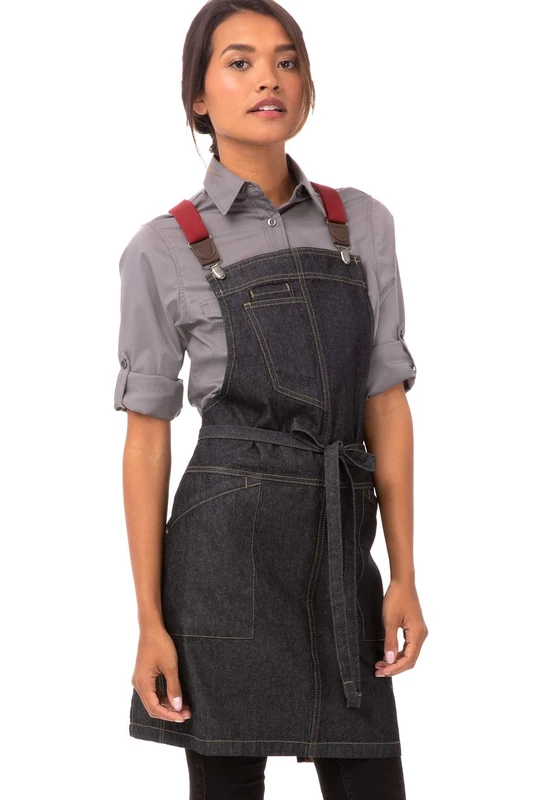Chef Works Unisex's Berkeley Short Bib Apron Work Utility, Indigo Blue, One Size