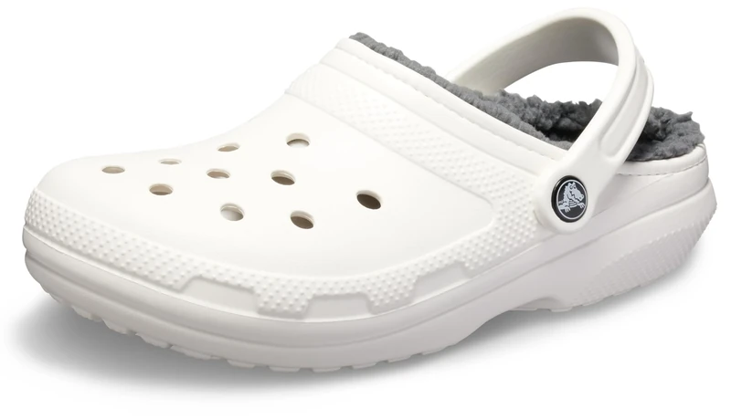 Crocs Unisex Clogs, White Grey, 7 UK Men/ 8 UK Women