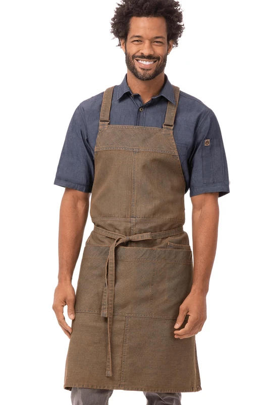 Chef Works Unisex's Abx01btp0 Work Utility Apron, Blue/Taupe, One Size