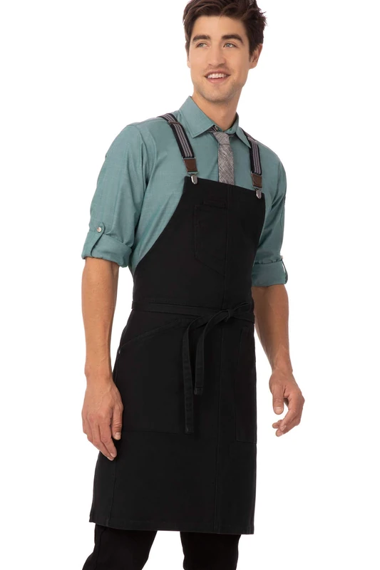 Chef Works Berkeley Bib Work Utility Apron, Jet Black, One Size - Image 1