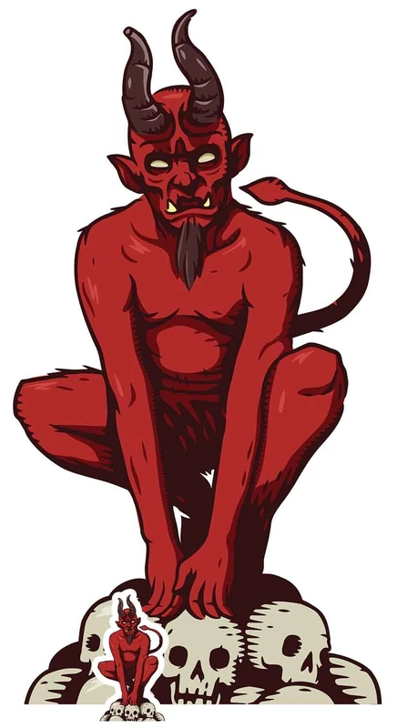 Devil Lifesize Cardboardcut Out with Free Mini Cut Out of Cardboard, cardboard, Multi-Colour, 153 x 83 x 153 cm - Image 1