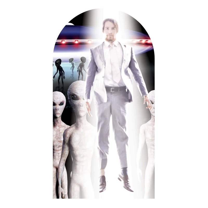 Alien Abduction Stand-in Adult Size Cardboard Cutout, cardboard, Multi-Colour, 174 x 93 x 174 cm