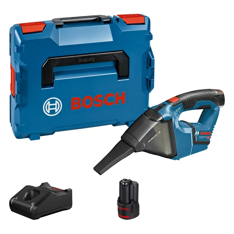 Bosch Professional 12V System GAS 12 V cordless dust extractor (container volume: 0.35 l, incl. 2x3.0 Ah battery + charger, in L-BOXX 102)