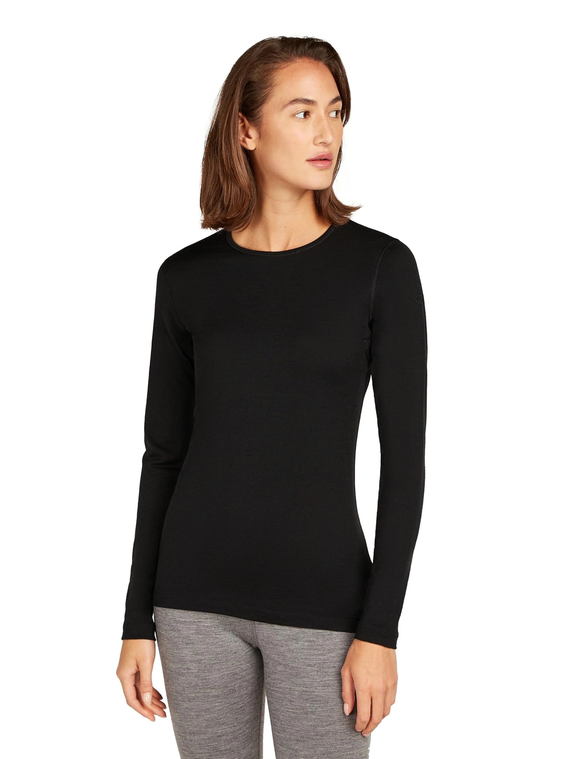 ICEKQ|#Icebreaker Women 200 Oasis LS Crewe Base Layers - Black, S