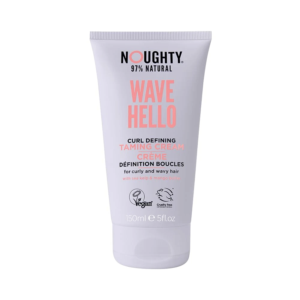 Noughty 97% Natural Wave Hello Curl Taming Cream Sulphate Free Vegan Haircare Vitamin Rich Smoothing Formula for Curly and Wavy Hair with Sea Kelp and Mango Butter 150ml