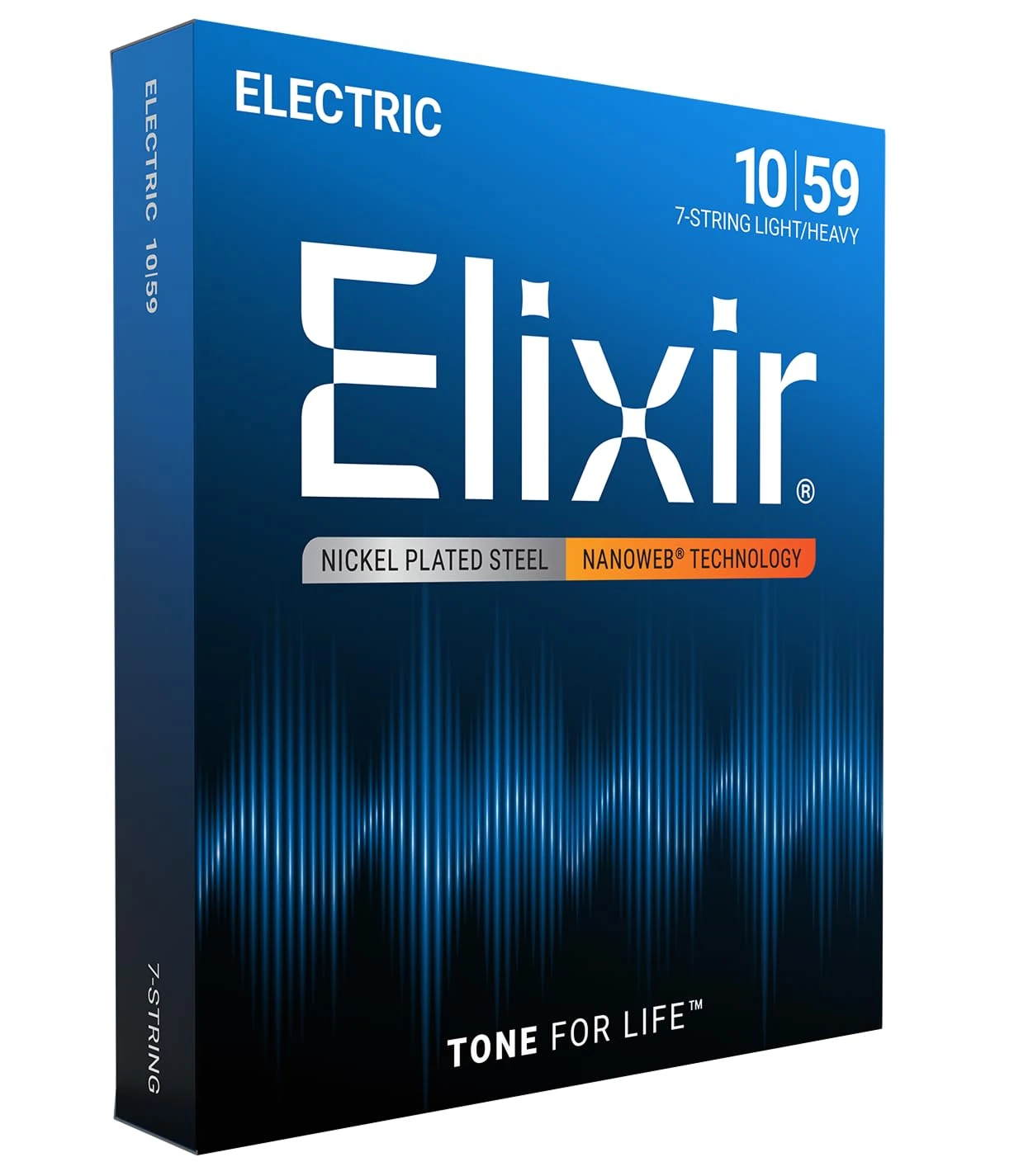 Elixir 12074 Strings 7-String Electric Guitar Strings w NANOWEB Coating, Light (.010-.059)