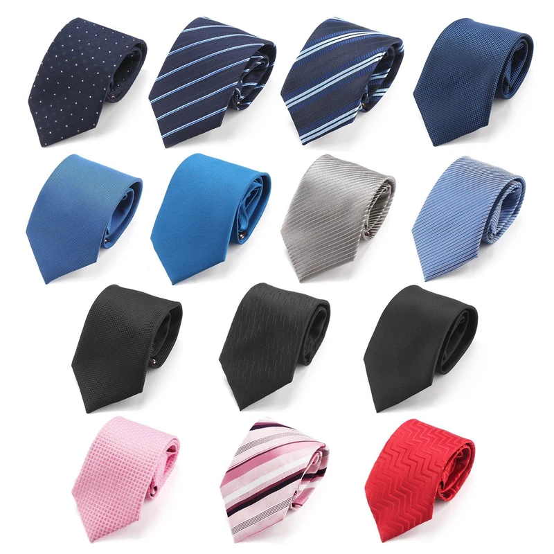 Segarty Zipper Necktie Ties, 14PCS Solid Stripe Pattern Men's Pretied Tie Set - Multicoloured - 18" Normal - Image 1