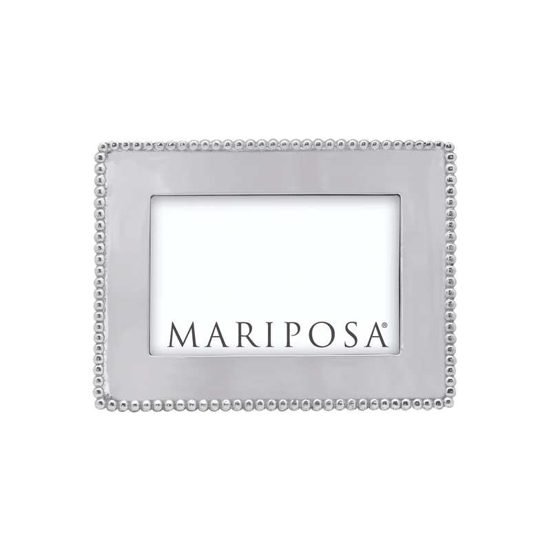MARIPOSA BEADED 4X6 ENGRAVABLE FRAME | SILVER | BRILLANTE | FRAMES | ENGRAVABLE FRAMES | RECYCLED SANDCAST ALUMINUM | HANDMADE IN MEXICO