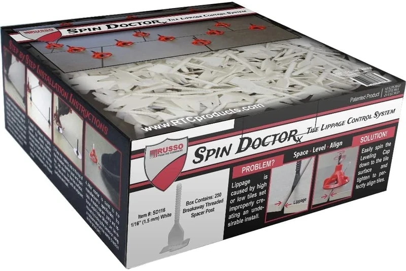 Russo Trading Company SD116 Spin Doctor Tile Leveling System 1 by 16Th", 1.5mm- 1 Box of 250 Piece - Image 1