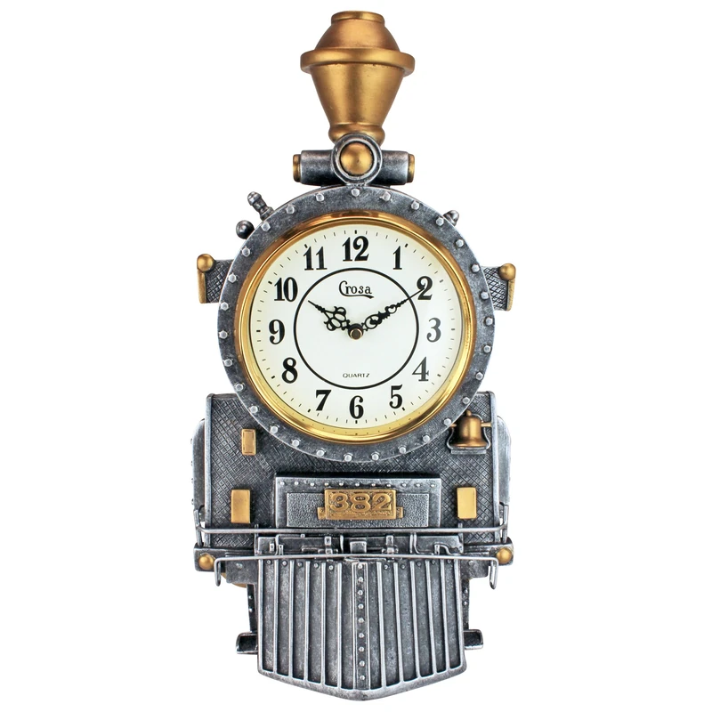 Design Toscano Casey Jones Steam Locomotive Train Sculptural Wall Clock, Resin, Multi-Colour, 12.75 x 22.75 x 40.75 cm - Image 1