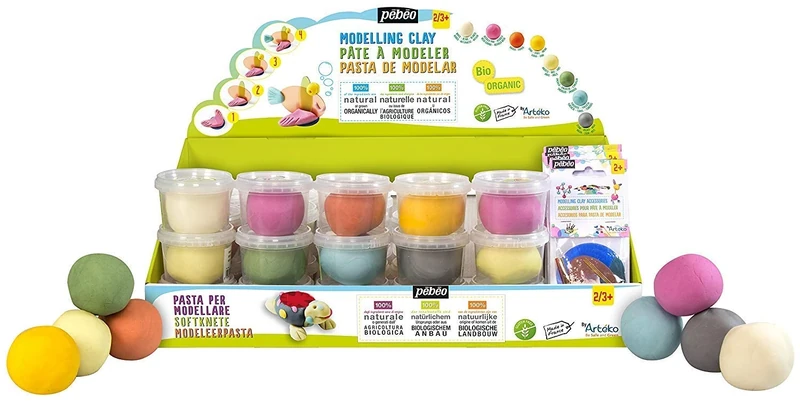 PEBEO Display Modelling Clay 45 pots 100g + 20 bioplastic Accessories Bags, Multi-Colour, 45 x 36 x 28 cm
