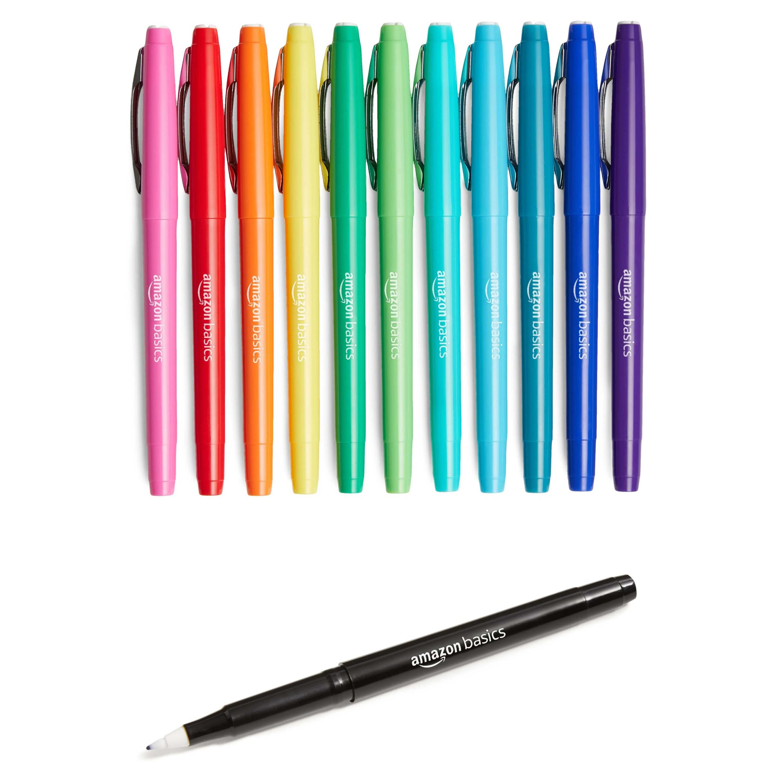 Amazon Basics Felt Tip Marker Pens, 12-Pack, Multicolor