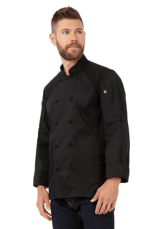 Chef Works Men's Cbc01blk3xl Chef's Jacket, Black, XXXL