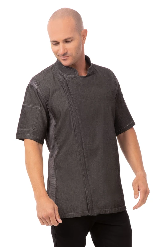 Chef Works Men's CEZ01BLKS Jacket, Black, Small
