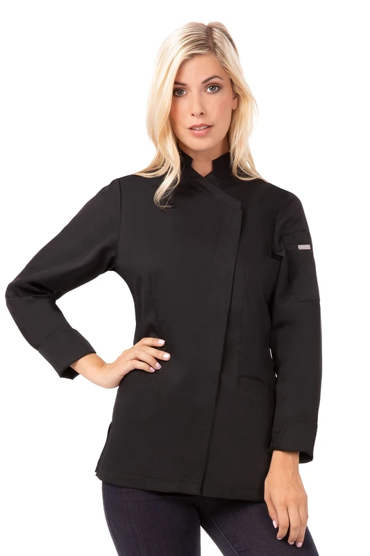 Chef Works Women's Ces03wblkm Chef's Jacket, Black, Medium