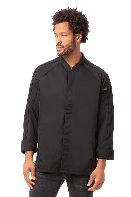 Chef Works Men's Valencia Chef Coat Jacket, Black, S