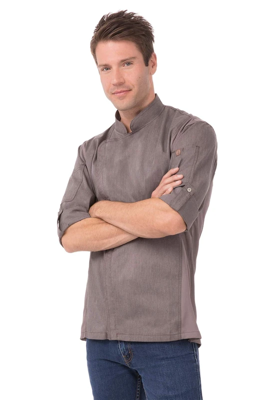 Chef Works Men's Bclz008gpgl Chef s Jacket, Graphite Gray, L UK