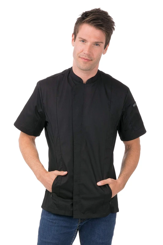 Chef Works Men's Ces02blkxl Chef's Jacket, Black, XL
