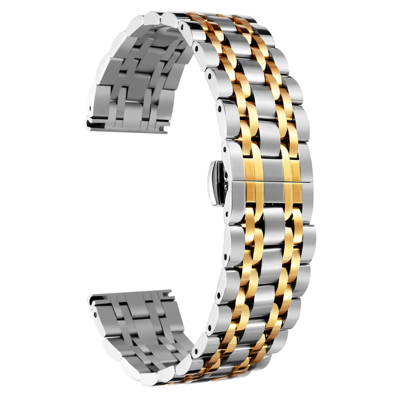 BINLUN Stainless Steel Watch Bands Premium Solid Replacement Watch Straps for Men & Ladies 6 Color(Gold, Silver, Black, Rose Gold, Gold Tone, Rose Gold Tone) 13 Size (12mm - 24mm)