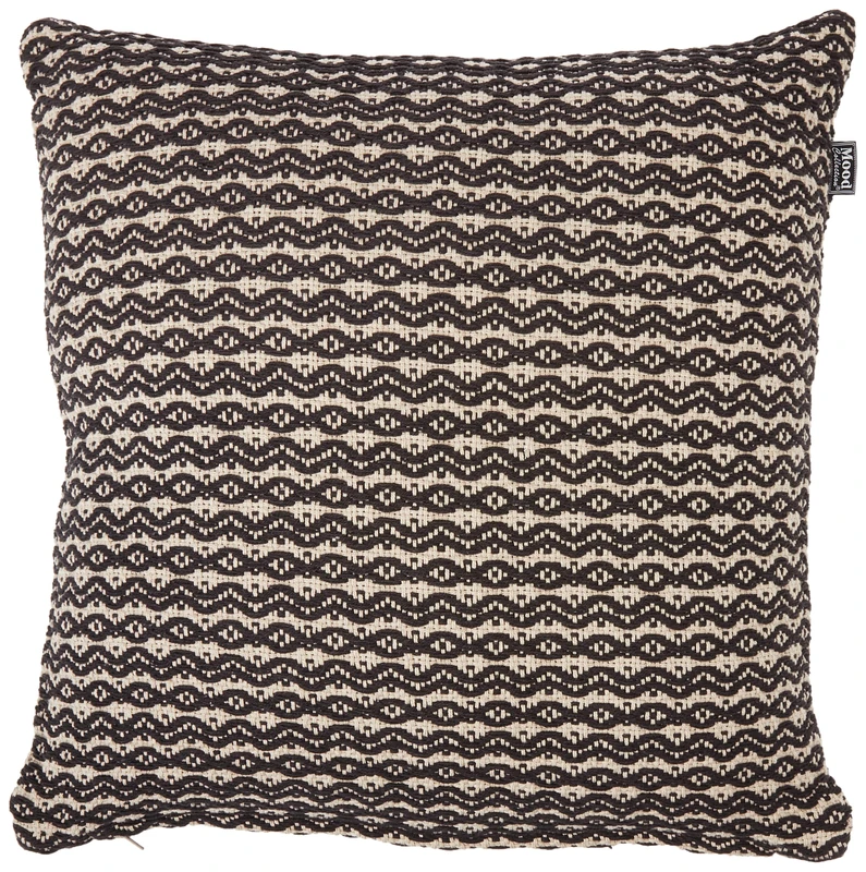 Mood collection Wave Printed Standard Cushion, 50 x 50 cm, Polyester, Black/Pebble, One Size