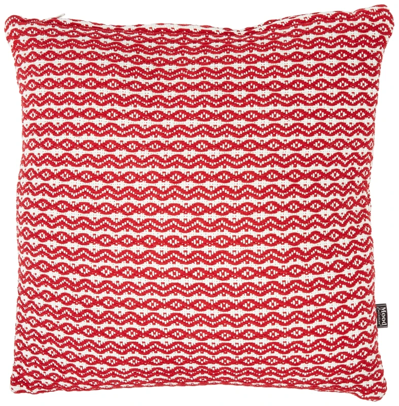 Mood collection Wave Printed Standard Cushion, 50 x 50 cm, Polyester, Dark Red Ecru, One Size