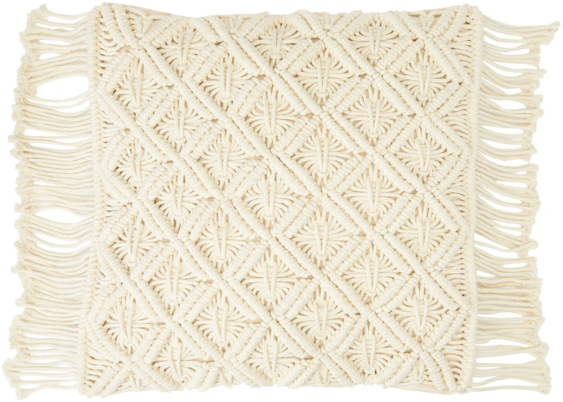 Mood collection Macrame Printed Standard Cushion, 45 x 45 cm, Polyester, Ecru, One Size - Image 1