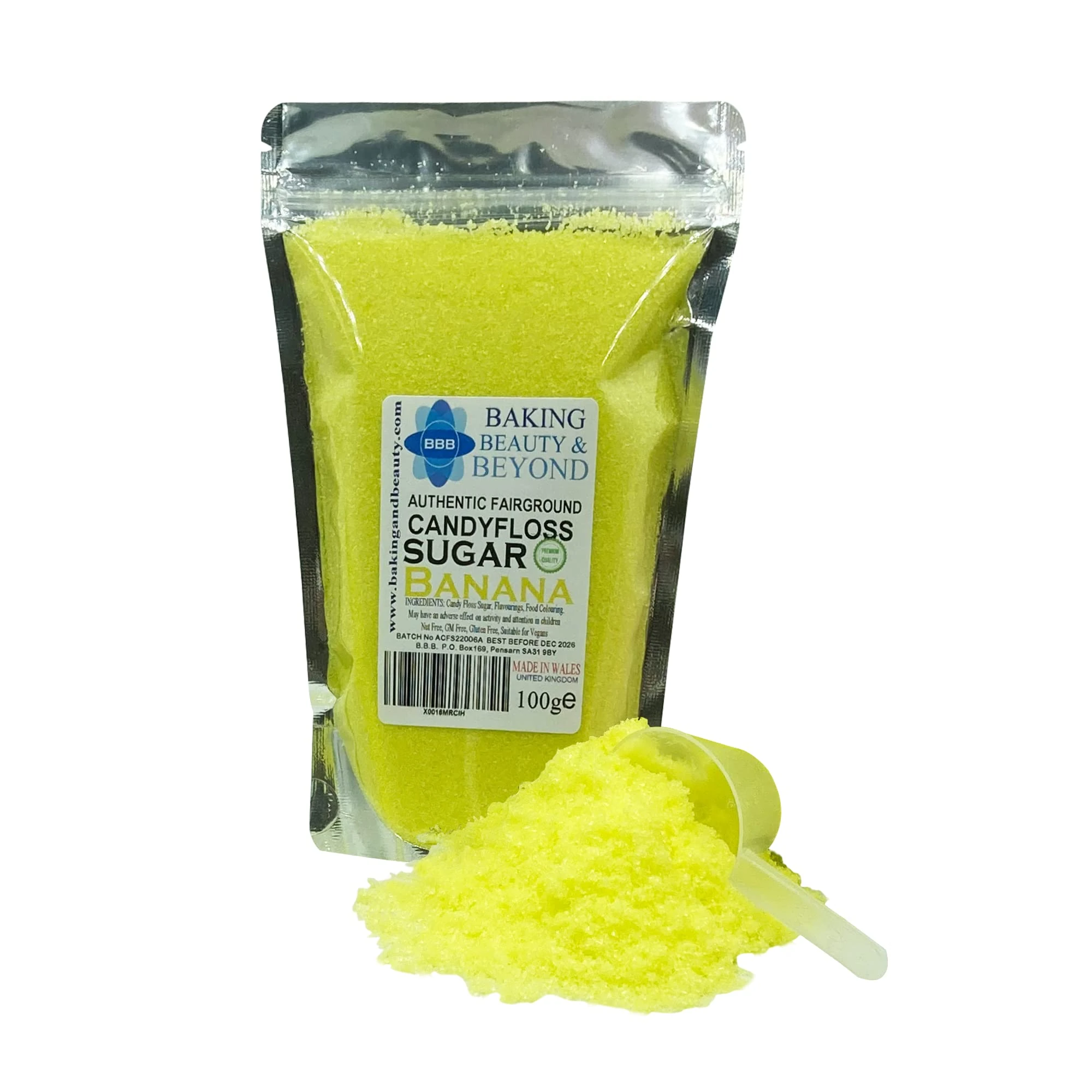 Baking Beauty and Beyond Premium Candy Floss Sugar 100g - Banana Flavour