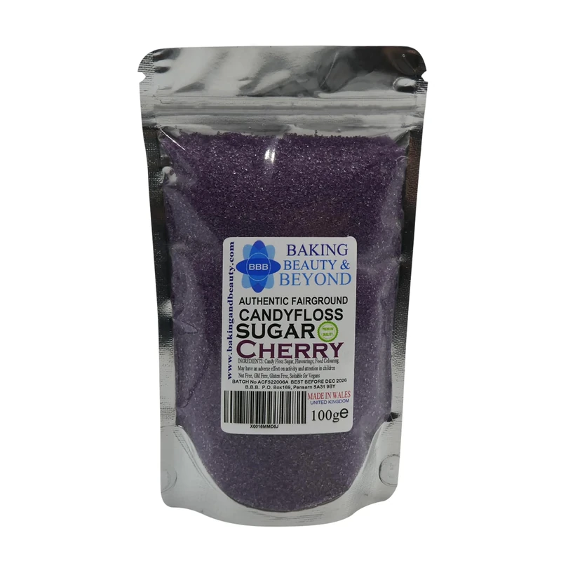 Baking Beauty and Beyond Premium Candy Floss Sugar 100g - Cherry Flavour