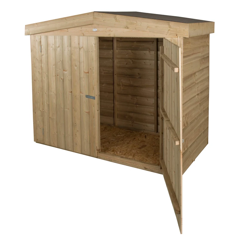 Forest Garden Apex Large Outdoor Store 1.98m x 0.81m Pressure Treated Wood Double Doors Bike Mower Shed with Floor