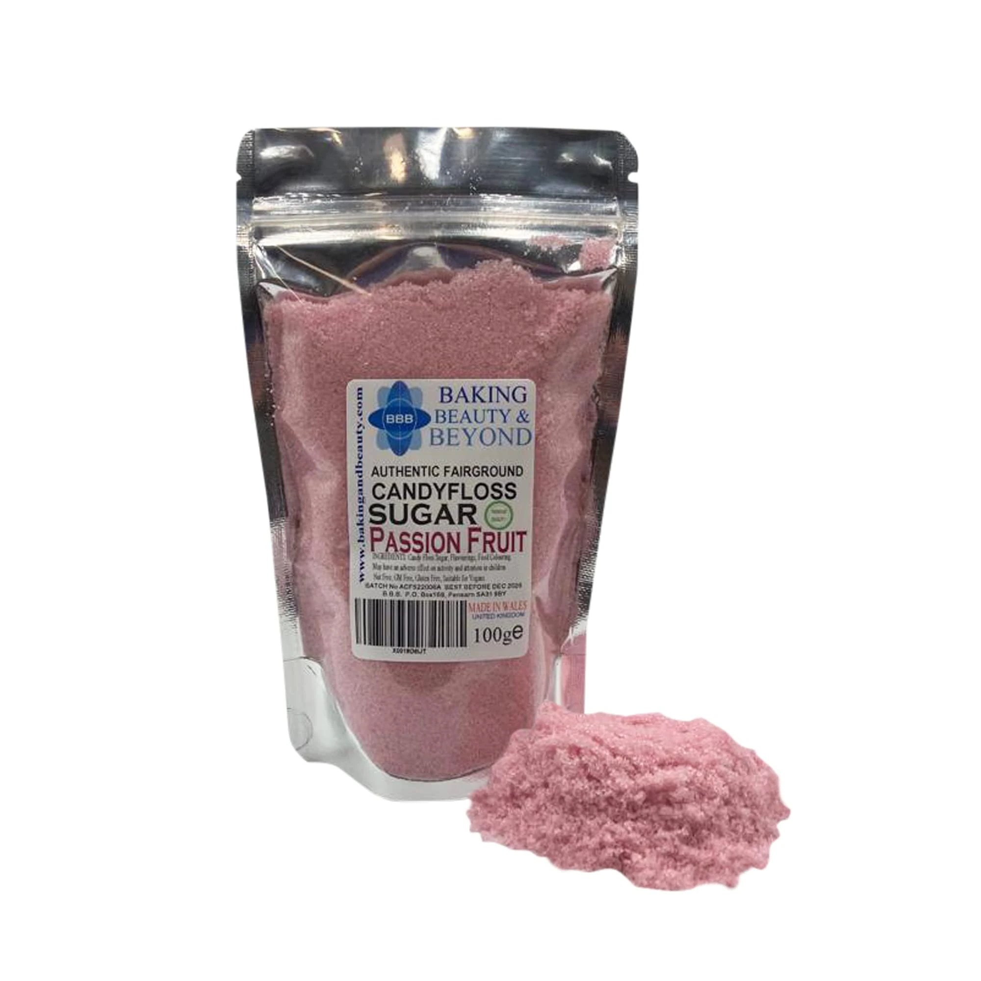 Baking Beauty and Beyond Premium Candy Floss Sugar 100g - Passion Fruit Flavour