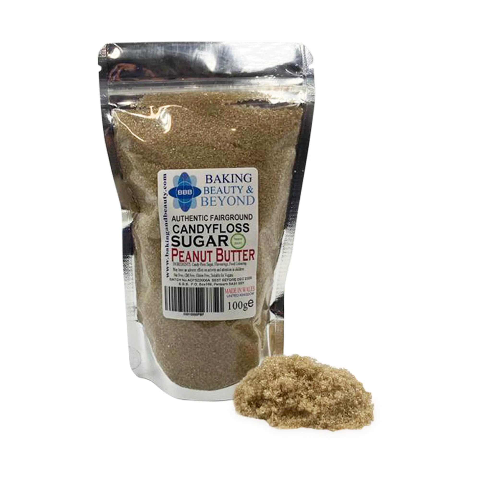 Baking Beauty and Beyond Premium Candy Floss Sugar 100g - Peanut Butter Flavour