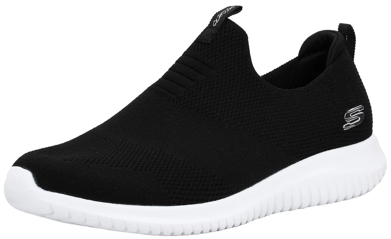 Skechers Women's Ultra Flex-First Take-12837 Low-Top, Black White, 5.5 UK