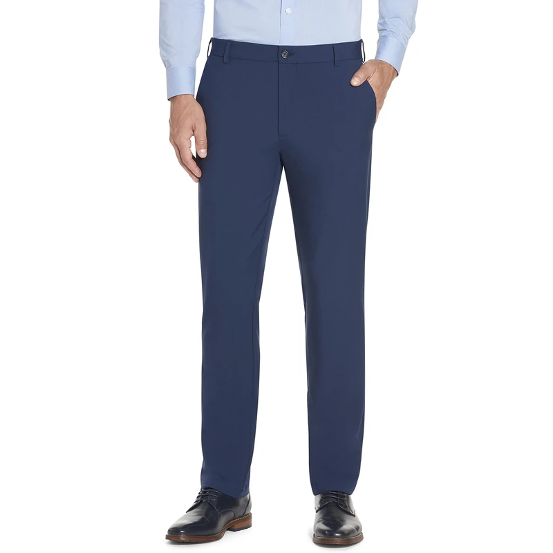 Van Heusen Men's Slim Fit Flex Flat Front Pant Dress, Blue Barge, 32W / 30L