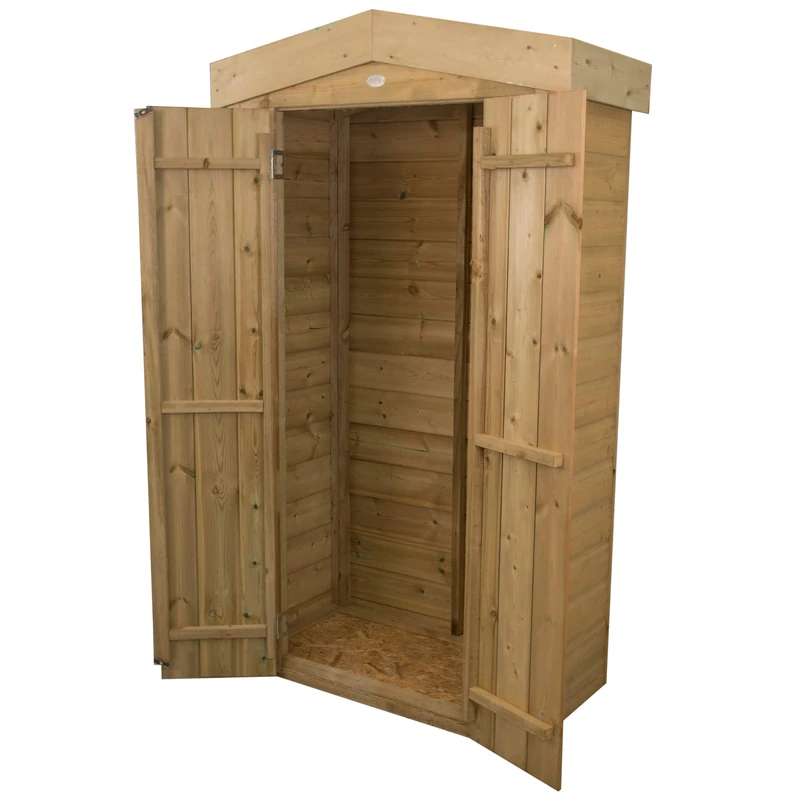 Forest Garden Shiplap Apex Tall Garden Store 1.1m x 0.5m Pressure Treated Wooden Patio Shed