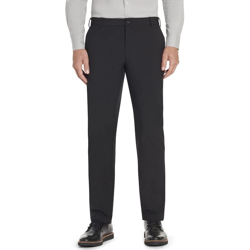 Van Heusen Men's Slim Fit Flex Flat Front Pant Dress, Black, 33W x 29L