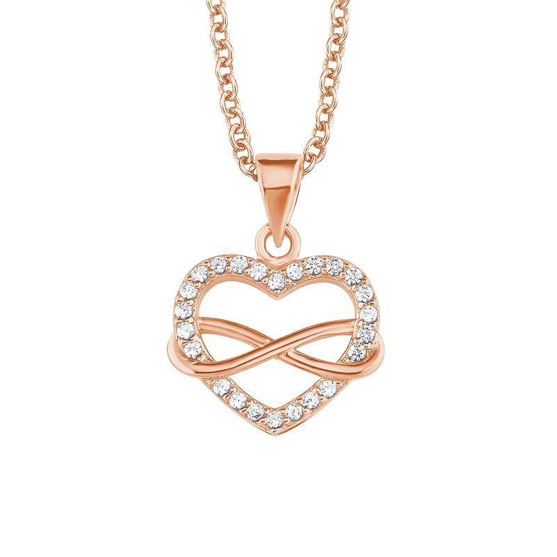 s.Oliver Chain with pendant Women Sets, with Zirconia synth., 42+3 cm, Rosé, Infinity, Comes in jewelry gift box, 2020988