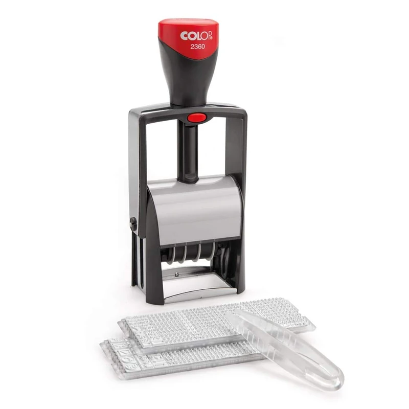 COLOP Classic Line 2360 Date Stamp Set with 2 Types and Tweezers to Set Your Desired Text Yourself, 17 x 8 x 5.5 cm