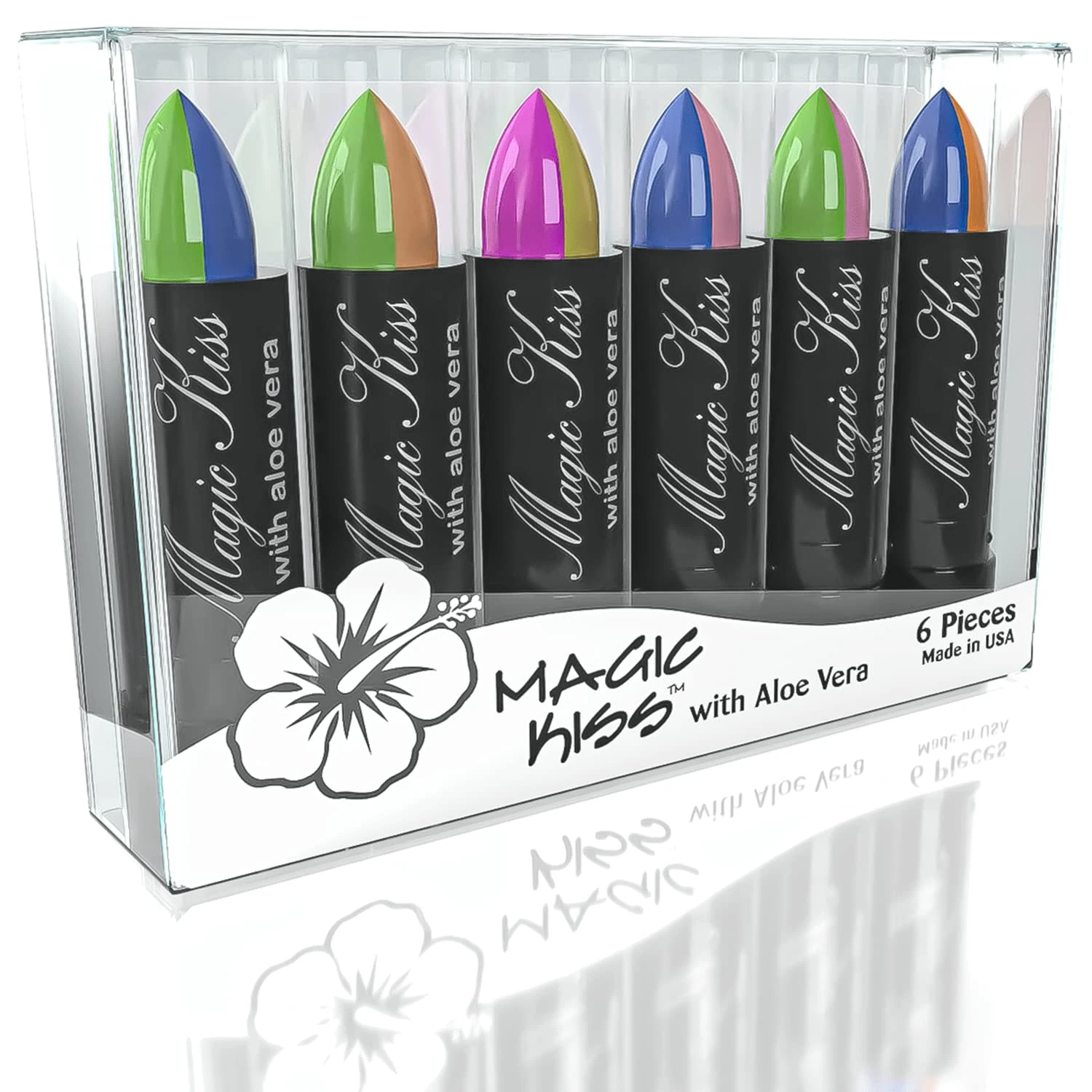 Magic Kiss Lipstick Set Aloe Vera Colour Changing Split Colours 6 Pack