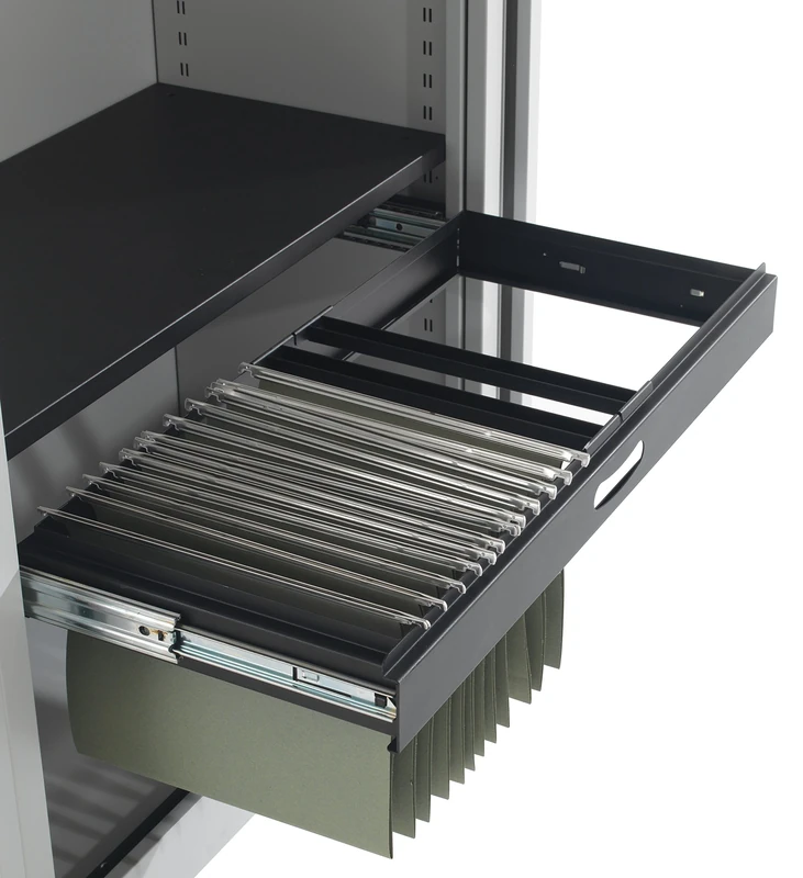Office Hippo File Organiser For Tambour Storage Unit, Suspension File For Easy Filing & Retrieval, Simple To Fit Filing Cabinet Suspension Files, Roll Out Filing Frames - Black - Image 1