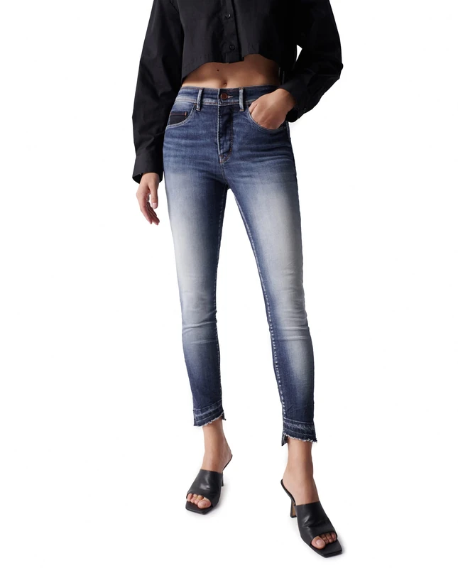 Salsa Faith Push in Cropped Premium WASH Jeans Blue