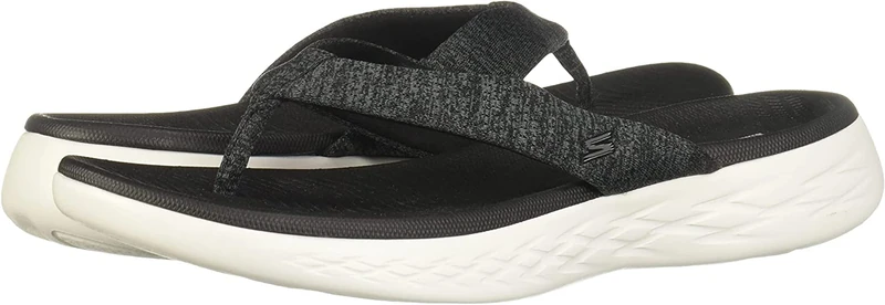 Skechers on The Go 3UK00 Preferred Womens Flip Flop Thong Sandals Black/White 3UK