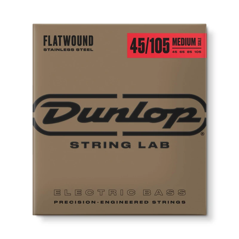 Dunlop Stainless Steel Flatwound Bass Strings Medium Scale 45-105