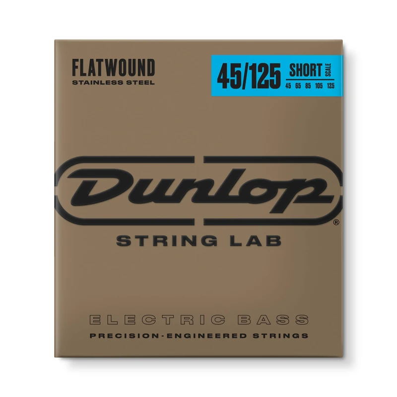 Dunlop Stainless Steel Flatwound Bass Strings Short Scale 5-String Set 45-125