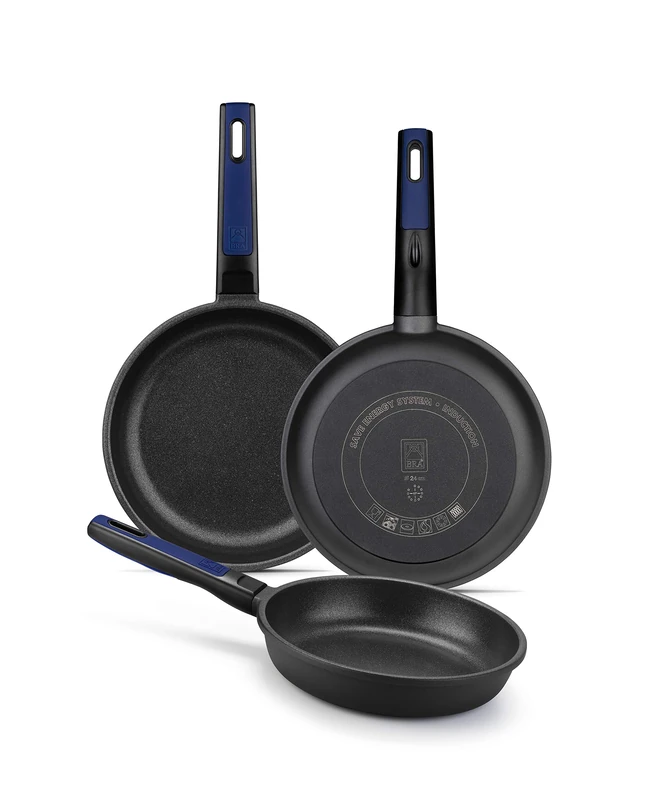 Bra Advanced Set of Frying Pans, Aluminium and Bakelite, Black, 18 cm, Pack of 3 [Amazon Exclusive]